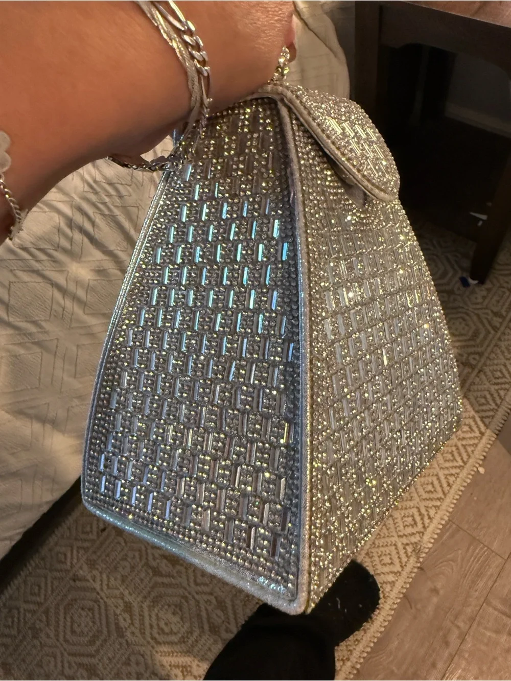 Silver Crystal Pyramid Evening Bag